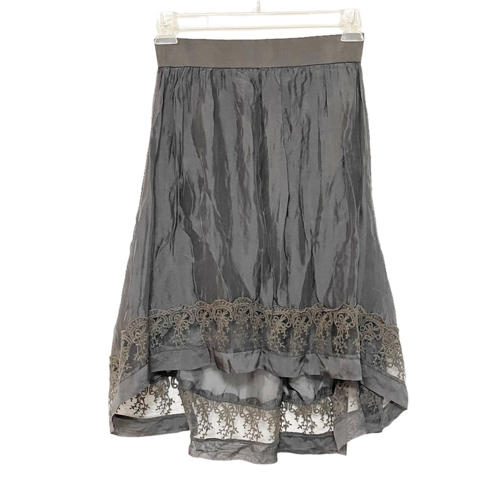 Italian Washable Silk Grey Midi Skirt S EUC Like New